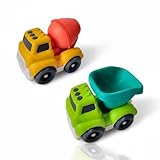 alldoro 68732 nachhaltiger Spielzeug Betonmischer & Kipplaster, 18 x 11 x 13 cm, ab 12 Monaten, mit drehbarer Trommel/Kippmulde, Indoor & Outdoor