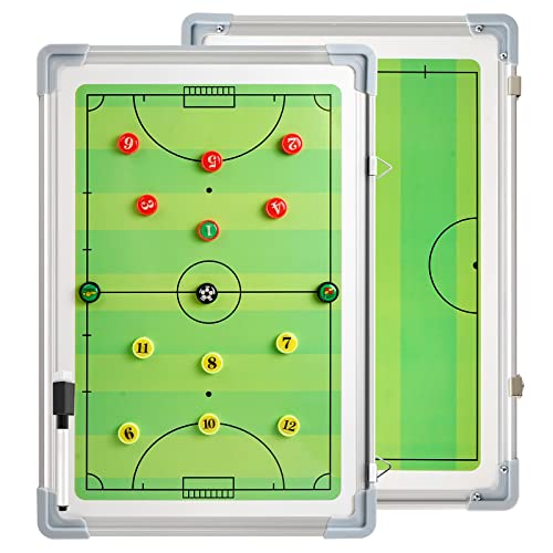 RoseFlower Cartella Tattica per Allenatore di Calcio, Lavagna Magnetica Futsal Attrezzatura da Allenamento con Penne, Gomma - Football Coach Board per Organizzazione Giocatori Tattiche e Strategie