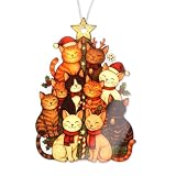 Christmas Ornaments 2026 - Cat Lover Gifts for Women, Colorful Cat Ornament for Christmas Tree, Cute Cats Ornaments, Black Orange Cat Ornament