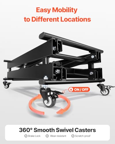 Image of VEVOR Electric Lift Table, 330 lbs Capacity Single Scissor Lift Table, 8-28 in Height Adjustable Lifting Platform, Coffee Table Lift with 4 Wheels, for Material Handling and Transportation, Black