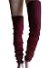Wildestdream Women's Super Long Cable Knit Leg Warmers Boot Cover Socks Burgundy