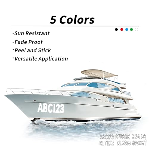 4 Sets 3\" Registration Numbers and Letters Sticker Decal Kit for Fishing Pontoon Boats Personal Watercraft Jet Skis Sea-Doos White Vinyl - Thumbnail 4