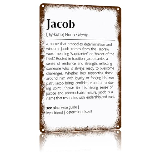 Jacob Name Meaning Vintage Metal Sign,Text Art Poster Home Wall Decor, Suitable For Walls, Doors, And Fences，Aluminum Printed Plaque 8×12Inch