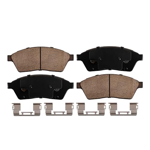 Image of Detroit Axle - Front Brake Pads for 10-16 Cadillac SRX, 11 Saab 9-4X, Ceramic Brake Pads w /Hardware 2010 2011 2012 2013 2014 2015 2016 Replacement