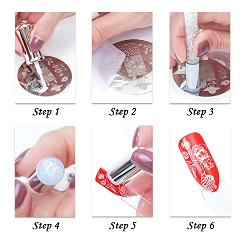 MWOOT 6Pcs Nail Art Stamping Plates Set,Mixed Patterns Nail Stencils Plates Manicure Print Tool,Nail Plates Image Stamp Templates for Women Nail Art Decoration - Image 8
