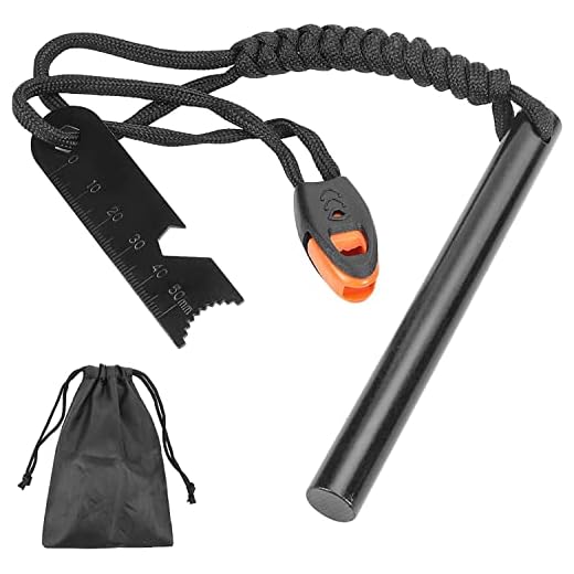 Pedernal Supervivencia, Encendedor Ferrocerio, Pedernal para Fuego, Iniciador de Fuego de Acero de Pedernal con Paracord, 15,000 pulverizadores de Chispa, Raspador de Acero con Escala y sacacorchos