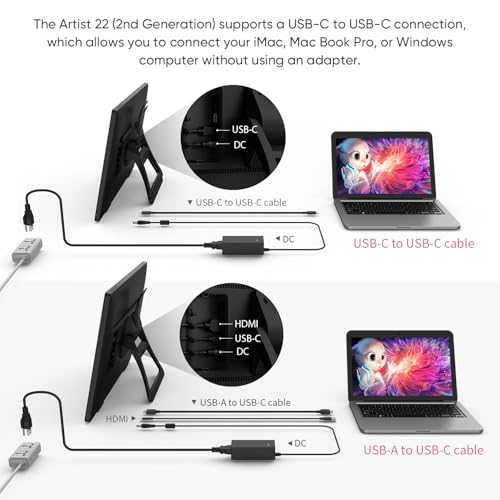 Image of XPPen 21.5 Inch Drawing Tablet with Screen 122% sRGB, Artist 22 2nd IPS Graphics Tablet with 8192 Levels Battery-Free Stylus, Pen Display with Adjustable Stand, AG Film for Windows, Mac, Chrome, Linux