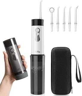 YaFex Water Flosser for Teeth Cordless - Portable Water Teeth Pick Cleaner Rechargeable Dental Oral Irrigator with DIY Mode, 5 Jets, Travel Case (Black)