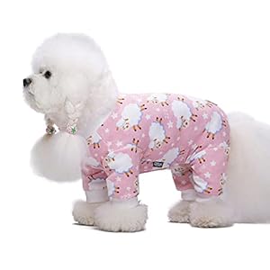 Miaododo Pink Sheep Puppy Dog Christmas Pyjama Hoodie Cute Pet Hund Katze Kleidung Kostüm Pullover für kleine mittelgroße Hunde Mädchen Jungen Pjs Einteiler Shirt (M, Pink