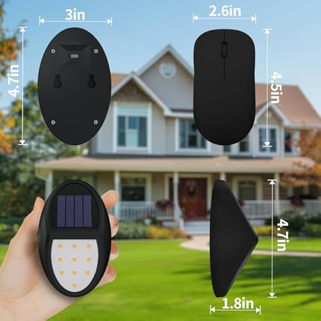 8 Pack Outdoor Fence Solar Lights, IP68 Waterproof Solar Step Lamps, for Backyard, Garden, Pathway, Porch, Patio, Driveway, Walkway, Railing - Yellow Light