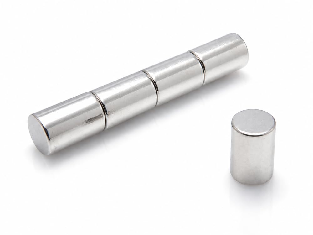 25 piezas imanes de neodimio cilíndricos 10x15 mm N38, extra fuertes y niquelados, ideales para bricolaje, manualidades, electrónica y uso industrial