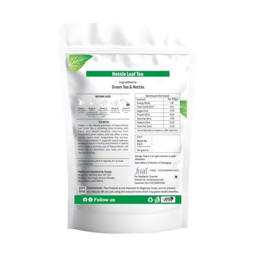 Image of Teaaza Organic Nettle Leaf Tea | Nettle Tea Leaves, 250 Grams, 200+ Cups | Sourced from Himalayas | For Kidney Detox, Raising Hemoglobin & Joint Health, Budget Pack