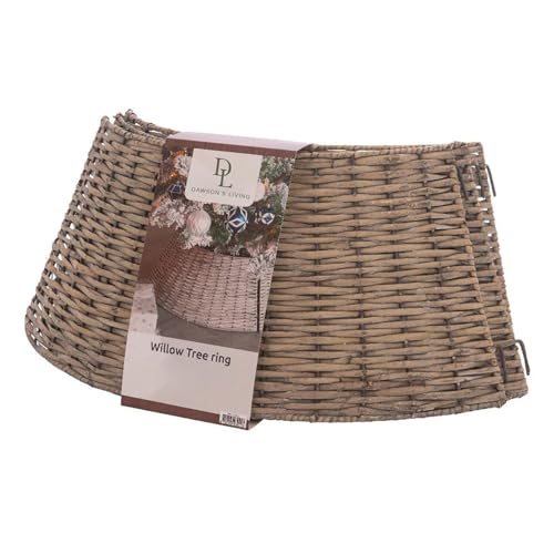 Wicker Christmas Tree Skirt - Natural Wicker Christmas Tree Trunk Basket Guard - Ideal for Trees 7ft and Below (57cm)