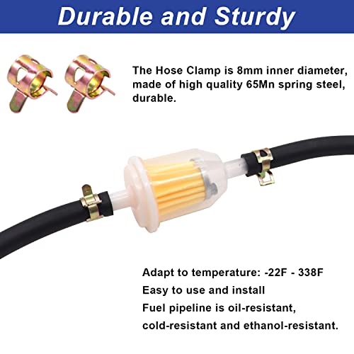 image for Tnisesm 3/8 Inch ID Fuel Line Hose 6 Feet + 20Pcs Hose Clamps for Kawa