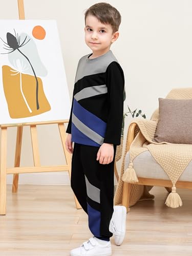 Image of Boy Clothes Plant Camouflage Pants LA Letter Print Top Sweatsuit Fall Boys Outfits Set