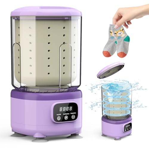 Image of Underwear Washing Machine, Rechargeable Portable Mini Washer Machine with 2L Cup Capacity for Bra Underwear Socks Home Hotel Apartment RV Travel (Purple).