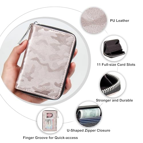 Image of Credit Card Wallet, RFID Card Case Wallet, Zipper Card Cases Holder for Men Women, RFID Blocking, KeyChain Wallet, Compact Size Card Organizer Case for Women