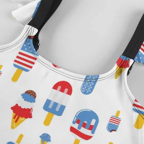 Image of Girls One Piece Swimsuit Lovely Cute Animals Ruffles Swimwear Bathing Suits 3-12 Years