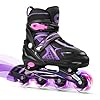 Gonex Rollers en Ligne Taille Réglable de 31 à 42 Roue Brillant pour Enfant Fille Garçon Femme et Homme Adolescent Débutant, Violet M