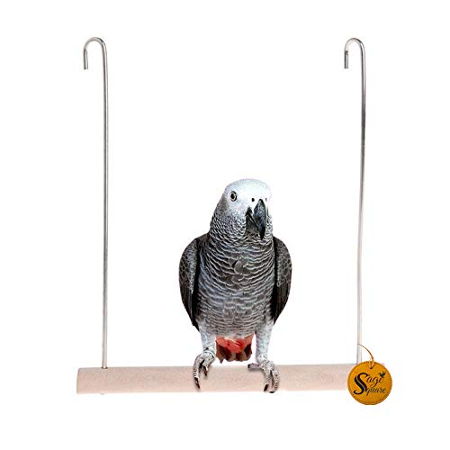 Sage Square Playful Natural Perch Wood Perch Swing Toy Cage Hanging Platform, Climbing, Exercise Perch for Birds (Large) (B087LZL52K) Amazon Price History, Amazon Price Tracker