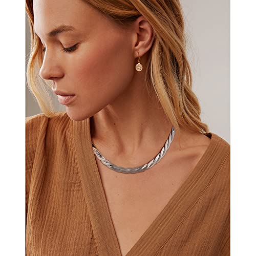 Classyzint Silver Plated Snake Chain Necklace For Women Braided Flat Chains Necklace Short Necklace Gift For Summer #TOP2