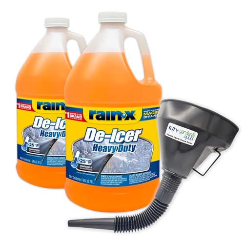 My Garden Pool Rain-X De-Icer Windshield Washer Fluid -25F, Two Pack, 2 x 1 Gallon - Ultimate Visibility, Protection Plastic Funnel Spout for Easy Pouring Hard-to-Reach Vehicles