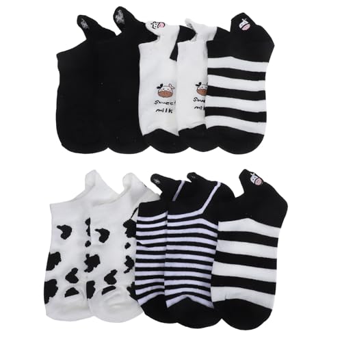 5Pairs Cow Socks Women Cute Socks Short Socks Stylish Cow Pattern Socks Cotton Sock Ankle Socks Cotton Low Cut Socks Cotton Socks Womens Socks Cute