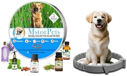 MstorPets | 100% Natürliches Flohhalsband ohne Chemie | Zeckenhalsband klein, & groß | Wasserdicht Größenverstellbar bis 8 Monate Zeckenschutz für Hunde | Anti Floh Hunde Katze [Grau]