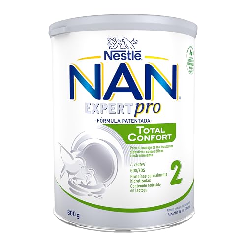 Nestlé NAN TOTAL CONFORT 2 - Leche en Polvo para bebés con trastornos digestivos leves como cólicos o estreñimiento, leche de formula desde los 6 meses, bote de 800g