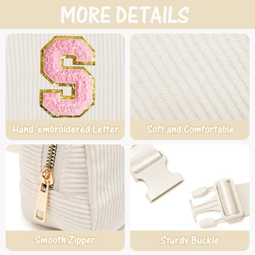 Image of Gitus Gifts for Teen Girls 10-12 12-14 14-16 16-18 Birthday Gifts for Girls Women Sister Teacher Initial Belt Bag Fanny Pack Crossbody Bags for Teen Girl Gifts Trendy Stuff Travel Essentials (Ivory-S)