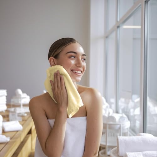 Image of Towel and Linen Mart 100% Cotton - Wash Cloth Set - Flannel Face Cloths, Highly Absorbent and Soft Feel Fingertip Towels (Ivory, Pack of 12)