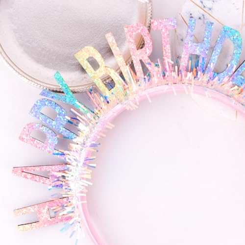 CIEHER Rainbow Colorful Happy Birthday Headband for Women Girls Birthday Decorations by CIEHER - Used condition - Image 4