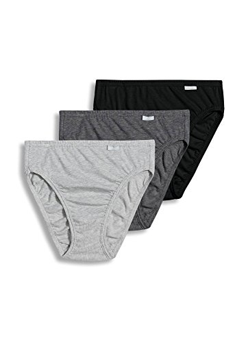 Image of Jockey Women's Underwear Elance French Cut - 3 Pack Underwear Women Pack, 100% Cotton, Grey Heather /Charcoal Heather /Black, 5