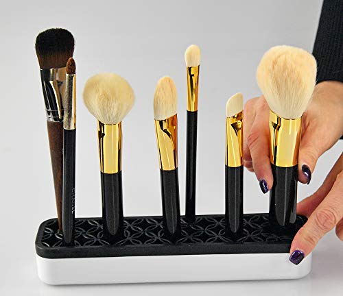 Home-X Silicone Makeup Brush Holder Organizer, Cosmetic Brushes, Portable Cosmetic Storage For Brushes, Air Drying Different Size Brush-Black-8”L #TOP1