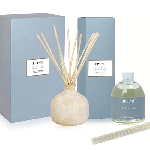 BLUEME-Bundle-Spiritual-Palo-Santo-Vetiver-1691-Fl-Oz-Wellness-Diffuser-Oil-Refill-Contains-Essential-Oil-Sustainable-Hand-Finished-Premium-Luxury-Ceramic-Natural-Rattan-Reeds BLUEME Bundle Spiritual Palo Santo Vetiver 1691 Fl Oz Wellness Diffuser Oil Refill Contains Essential Oil Sustainable Hand Finished Premium Luxury Ceramic Natural Rattan Reeds