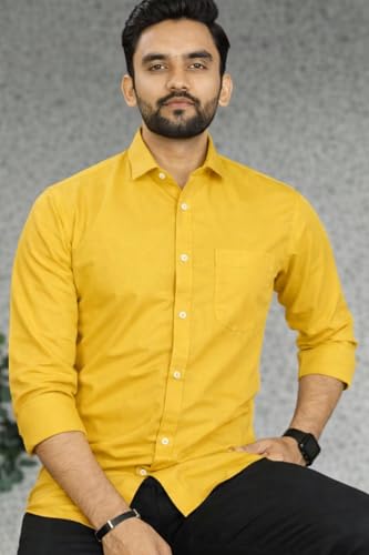 Image of Men Cotton Blend Full Sleeve Shirt for Man | Casual Business Party Festival Regular Fit, Long Sleeve with Chest Pocke | Formal Shirt for Men