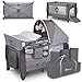 LIONELO Sven Plus 2 in 1 box bambini lettino bambino fasciatoio giocattoli pendenti baldacchino con zanzariera ingresso laterale aggiuntivo rotelle mobili sistema LockGuard (grigio)
