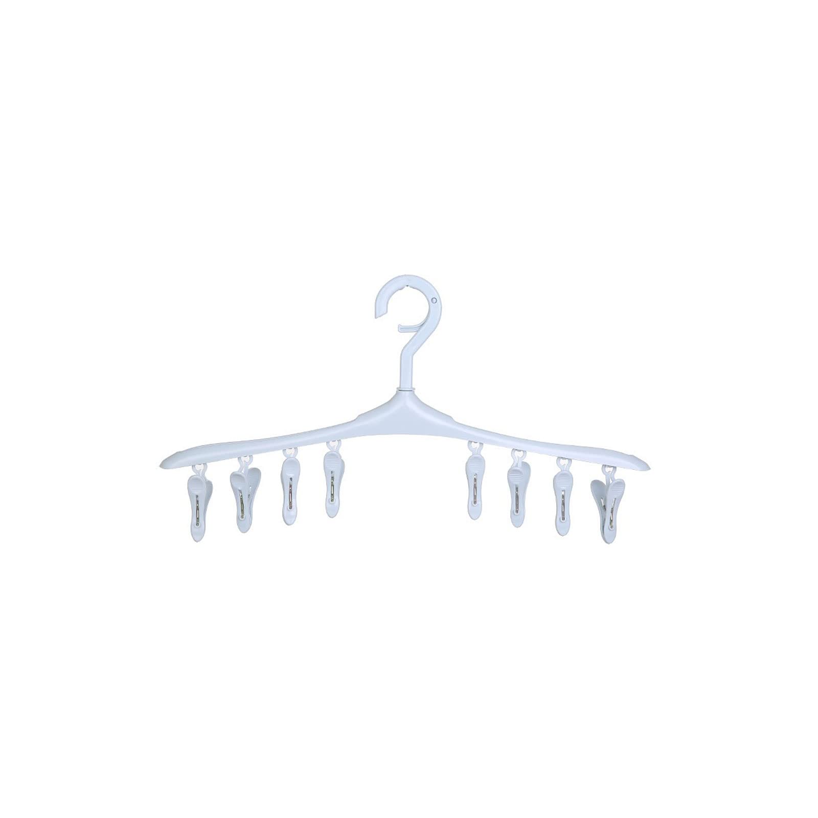 JINGYAN Standard Hangers 8 Clips Clothes Hanger Plastic Socks Underwear Drying Waterproof Portable Multifunction Clothespin(Blue)