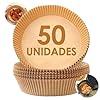 Forma de Papel para AirFryer Redonda 16cm | 50 Unidades Descartáveis Antiaderente | Forro Protetor à Prova de Gordura para Fritadeira Sem Óleo