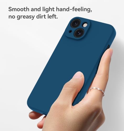 Image of DIZORO Square Microfiber Candy Case Compatible for iPhone 14 Plus Shockproof Slim Back Cover Liquid Silicone Case - Blue