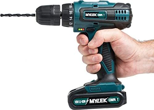 MYLEK 18V Cordless Drill with Two Batteries - Lithium Ion, UK Charger, 18 Volts Combi Drill Driver Electric Screwdriver, DIY Accessory Kit, (Blue 18V Drill with Two Batteries)