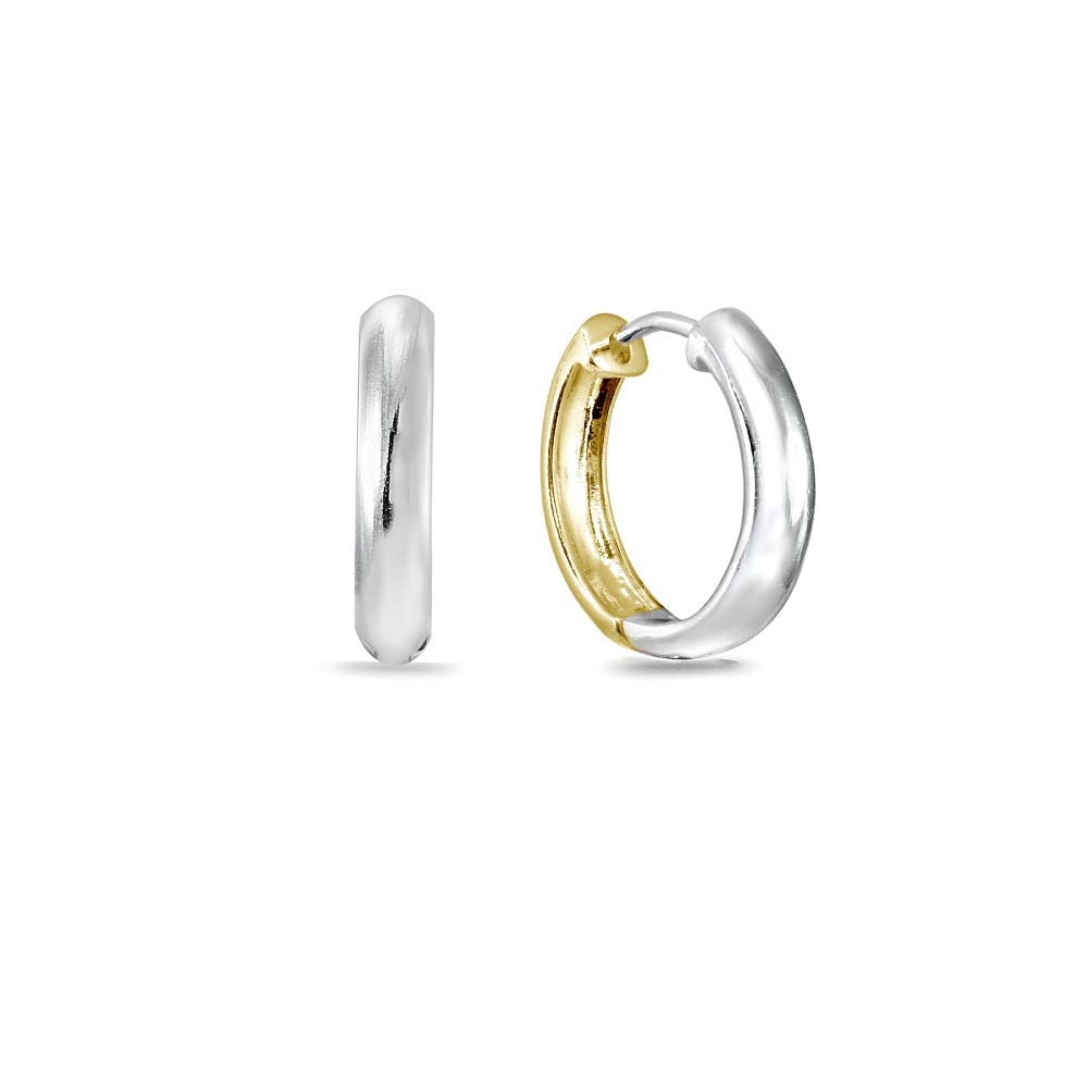 Sterling Silver 16mm Oval Small Hinged Huggie Hoop Earrings, Choose an Option