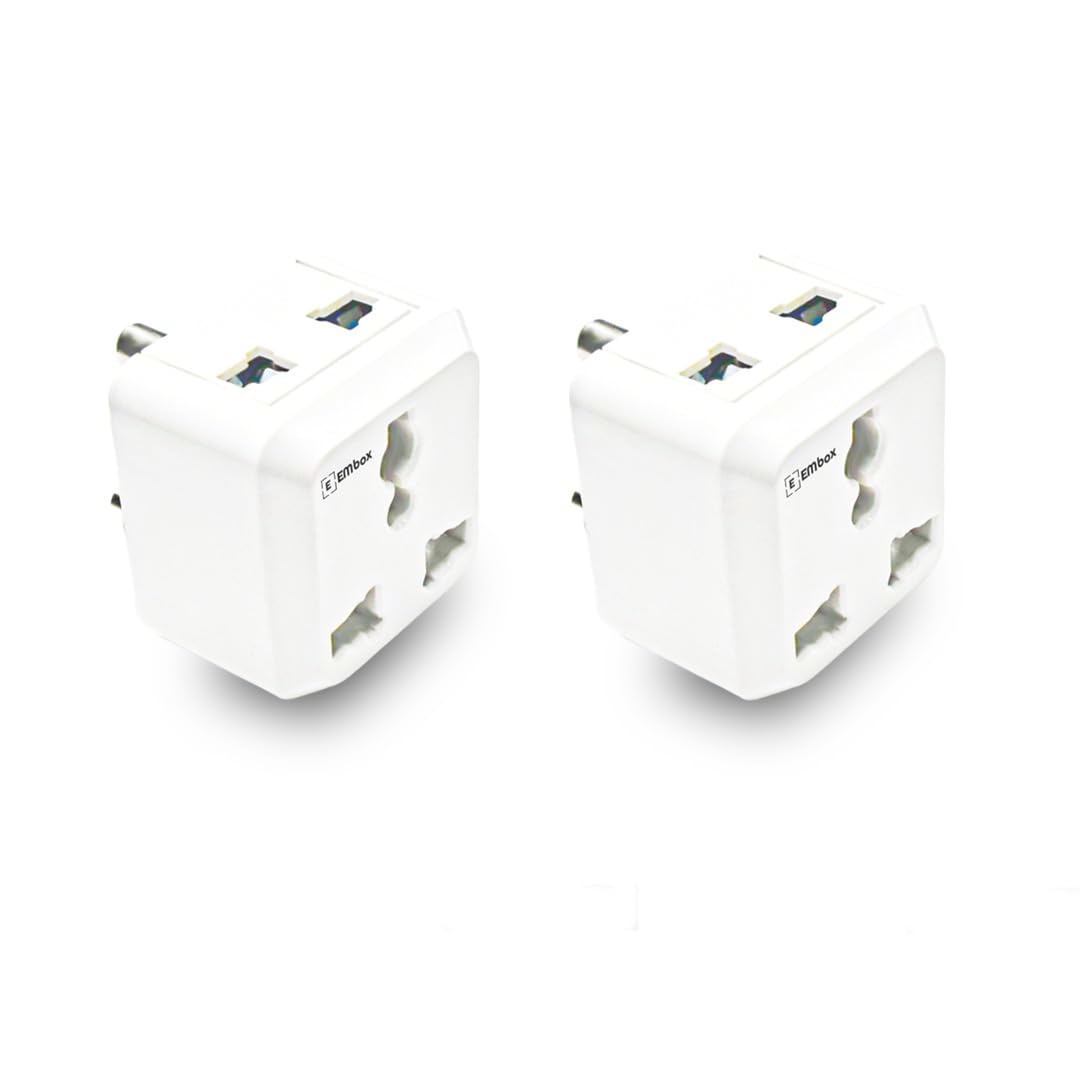 Embox 6A 3 Pin Plug Socket Type D Universal Multi Plug Adapter Compatible with US, UK, China-Compact Plug Extender Socket Converter for Computer Laptop Phone Camera (Pack of 4) (B0DFQ4LXBH) Amazon Price History, Amazon Price Tracker