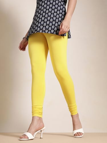 Image of TWIN BIRDS Churidar Leggings for Women | Super Stretchable Cotton Elastane | Wide Waistband | Comfortable Daily Ethnic, Casual & Kurti Wear
