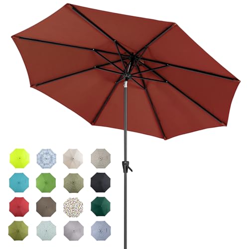 Tempera 11ft Patio Market Outdoor Table Umbrella with Auto Tilt and Crank, Large Sun Umbrella with Sturdy Pole & Fade Resistant Canopy, Easy to Set, Terracotta