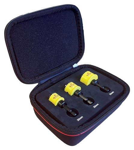 Starrett CSC 3-Piece Hole Saw Set - For Cordless Drills - 20mm 25mm and 32mm - No Arbor or Pilot Drill Bit Required