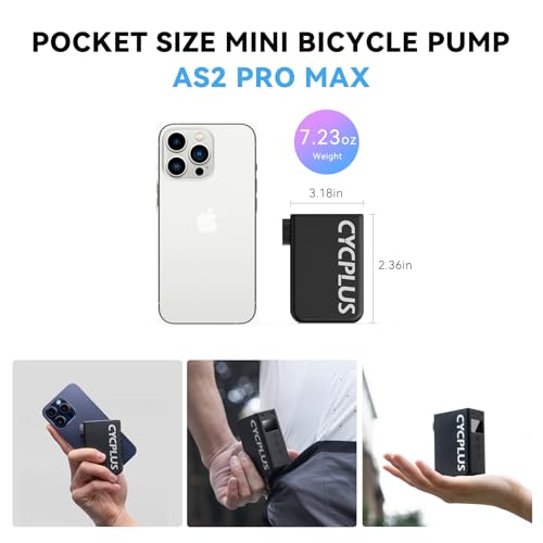 Miniatura 3 de Cycplus Tiny Pump Mini Bike Pump, Up To 120 Psi, Rechargeable Wireless, Auto Stop Presta And Schrader Valves For E-Bike, Mtb, City Road - As2 Pro Max 2025 Upgraded