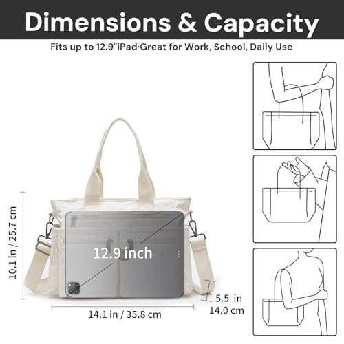 Image of YDF Corduroy Tote Bag for Women Crossbody Purse with Zipper, Aesthetic Multi Pocket Work School Bag, Gifts for Mom Teacher