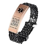 Theluckytag Medical Bracelets for Men Women with QR Code Medical Alert ID Bracelets - Ultralight Adjustable Plastic Wristband Fits Wrists Up To 9‘’ - More Space Custom Emergency Medica ID Info