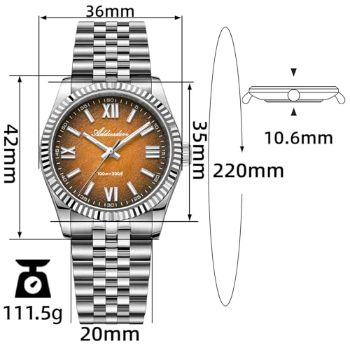 Image of ADDIESDIVE 10.6 MM Luxury Watches for Men Women Roman Numerals Synthetic Sapphire VH Sweep Second Fluted Bezel Casual Wear Unisex Watch